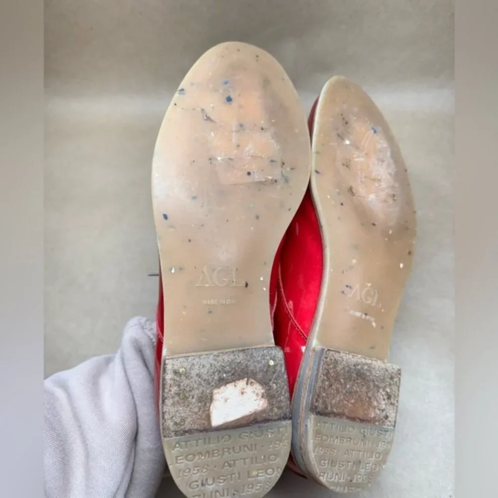 AGL Candy Apple Red Patent Leather Lace-Up Oxfords. Size EU 37.5 - Picture 6 of 7